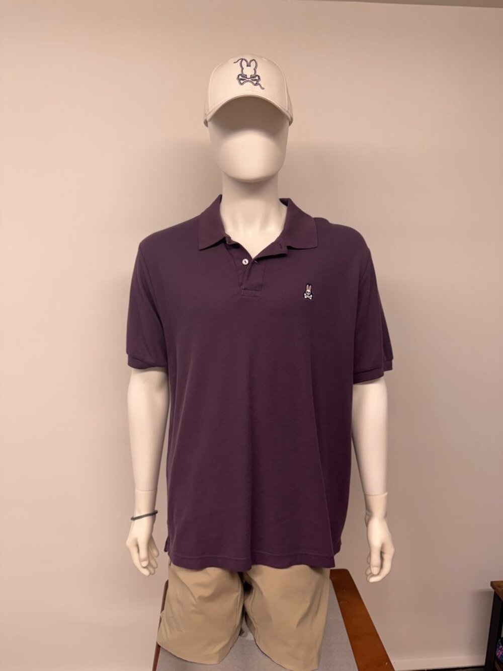Psycho Bunny Men's Size 8 XXL PURPLE Polo Shirt + FREE ENAMEL PIN!!